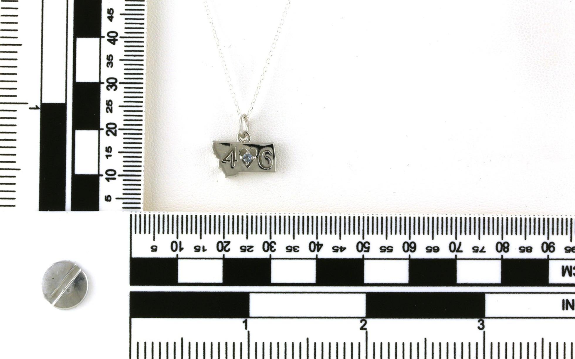 Petite State of Montana"406" Heart Montana Sapphire Necklace in Sterling Silver (0.04cts) - scale