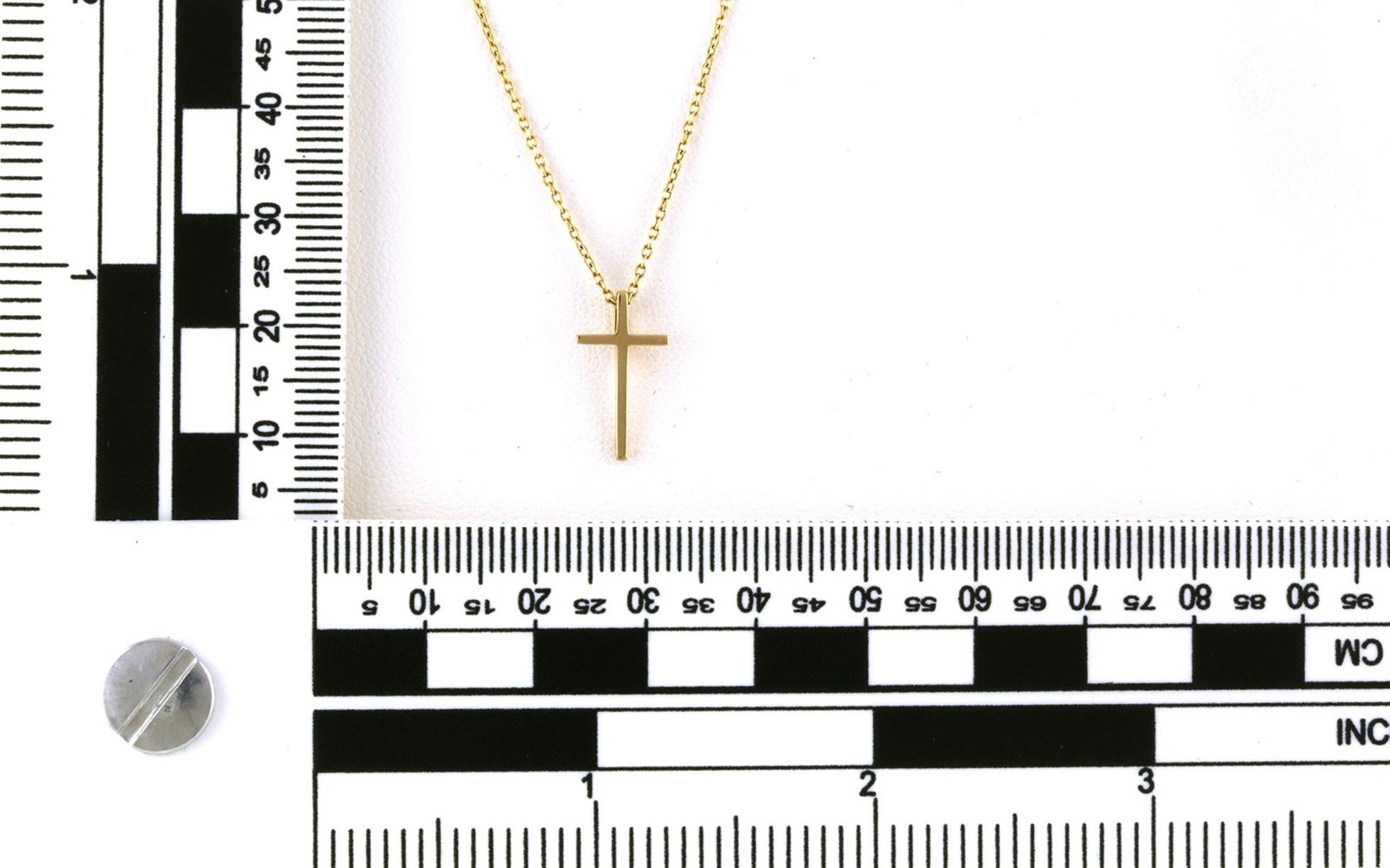 Petite Wedged Cross Necklace in Yellow Gold - Scale