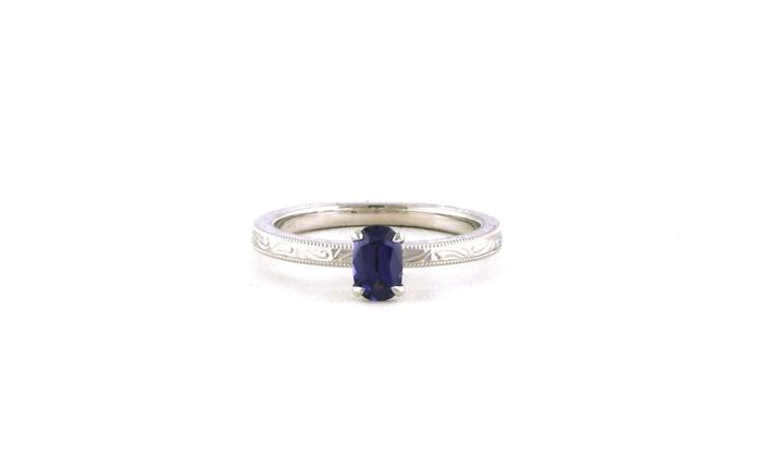 content/products/Hidden Halo Oval-cut Huckleberry Sapphire and Diamond Ring with Hand Engraving Details in White Gold (0.54cts)