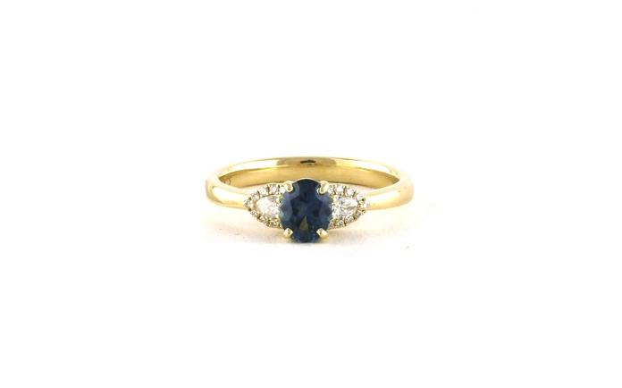 content/products/3-Stone style Oval-cut Montana Sapphire and Pear Halo Side Diamond Ring in Yellow Gold (0.94cts TWT)