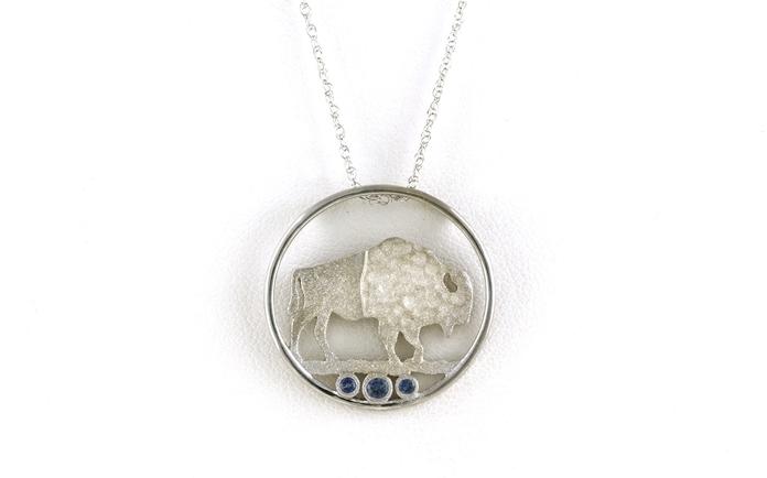 content/products/Circle Buffalo Montana Sapphire Necklace with Sandblast and Hammered Finish in Sterling Silver (0.18cts TWT)