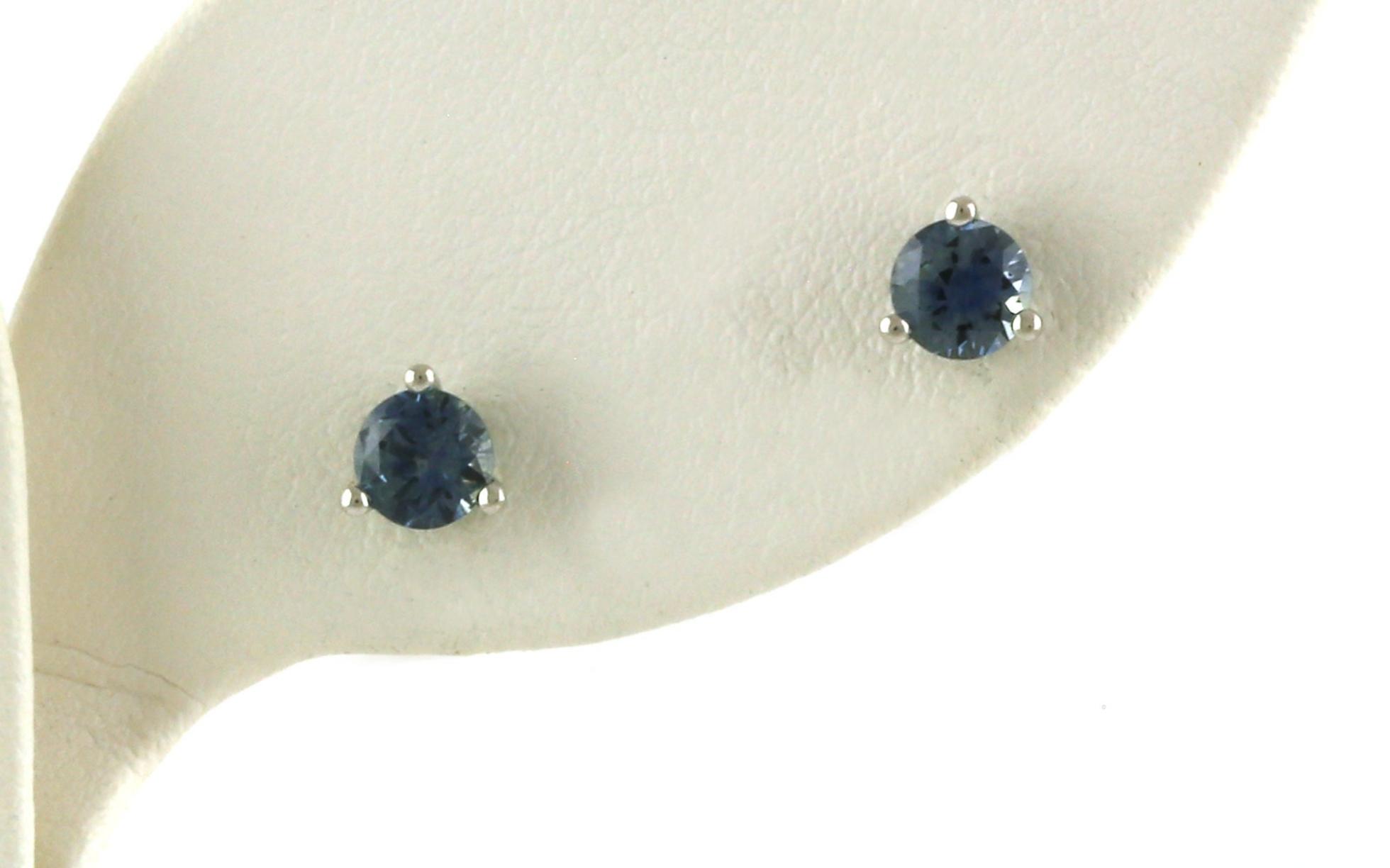 Montana Sapphire Stud Earrings in 3-Prong Martini Settings in White Gold (0.84cts TWT)