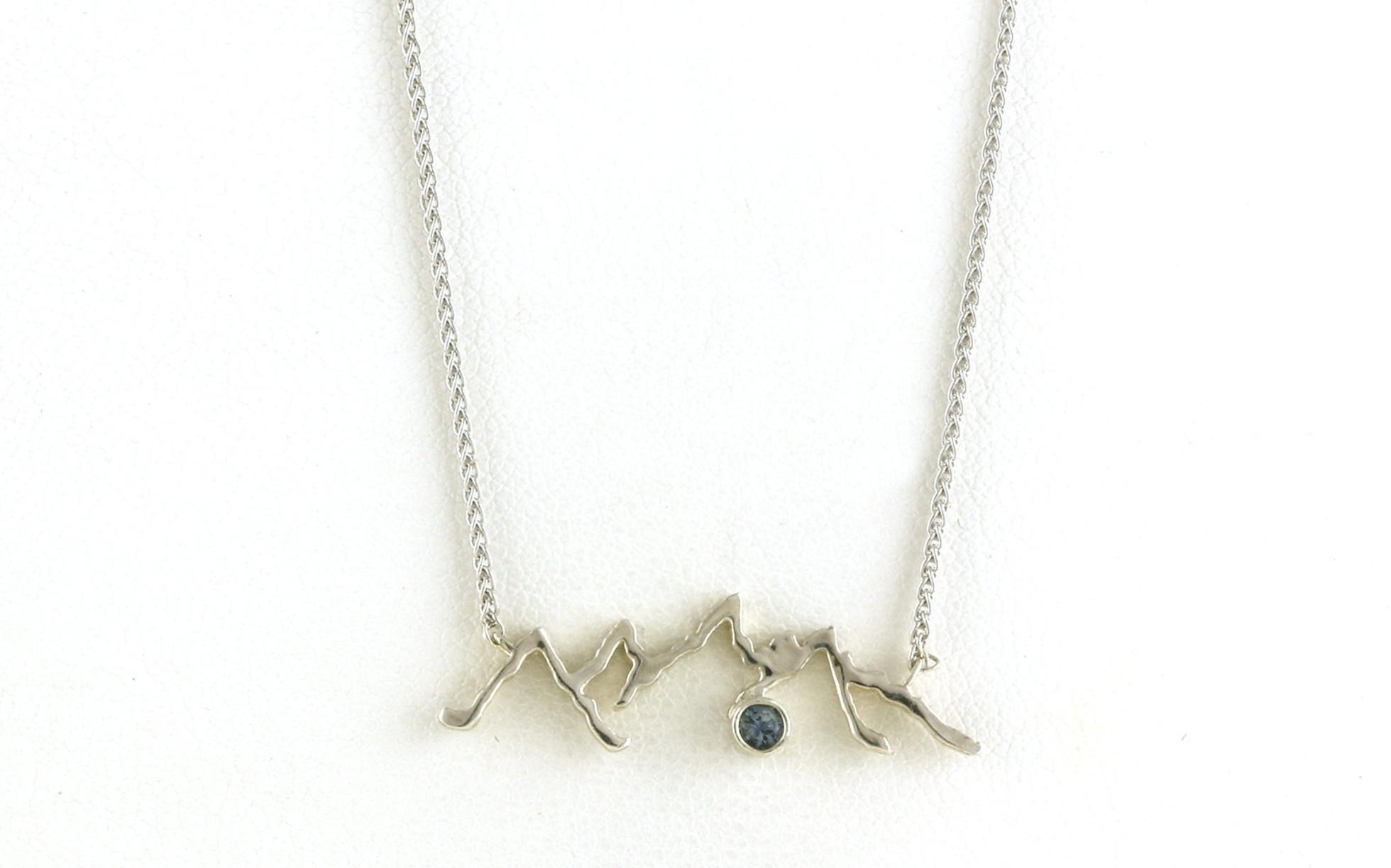 Mountain Ridgeline Bezel-set Montana Sapphire Necklace on Split Chain in Sterling Silver (0.10cts)