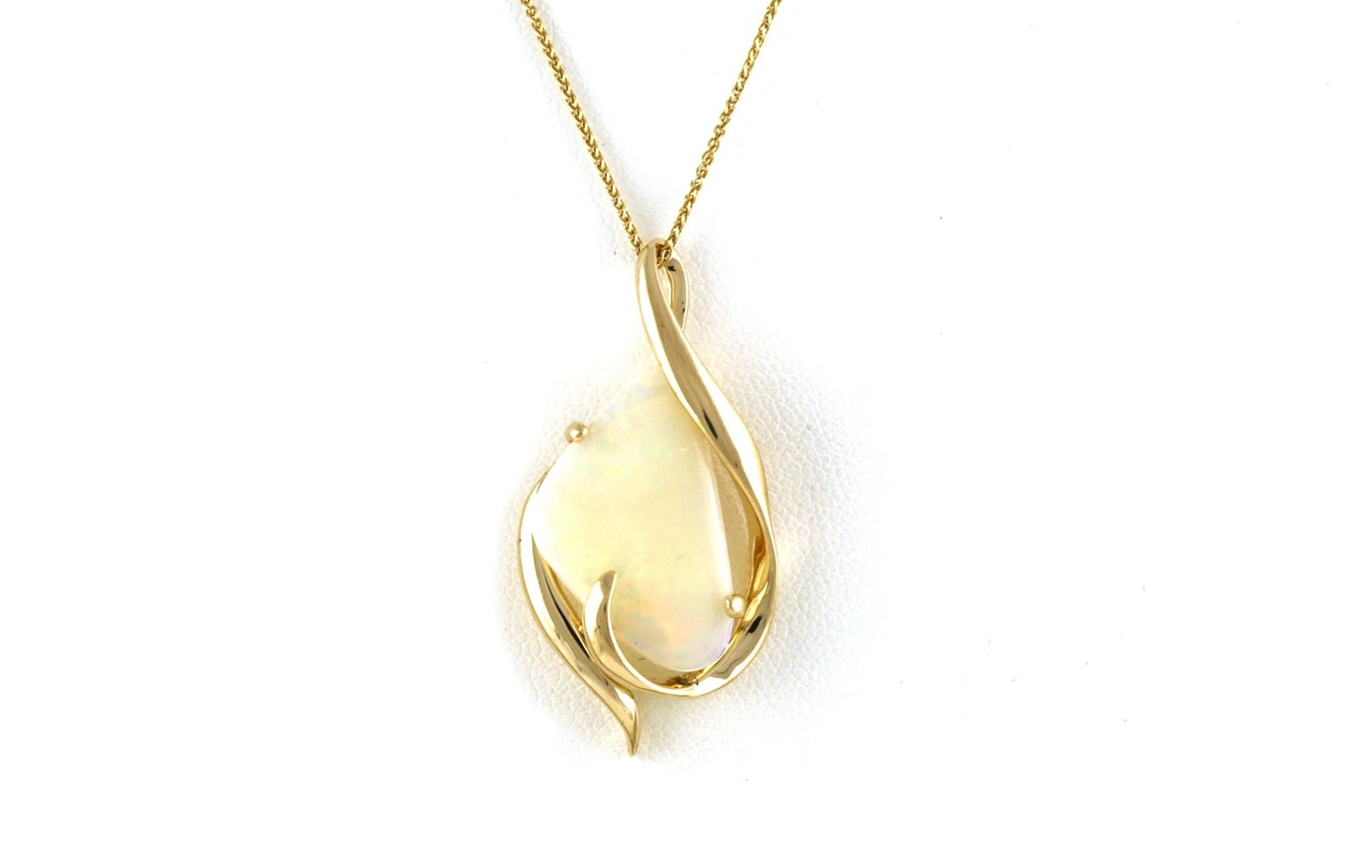 Estate Piece: Intertwined Drop Australian White Opal Necklace in Yellow Gold 