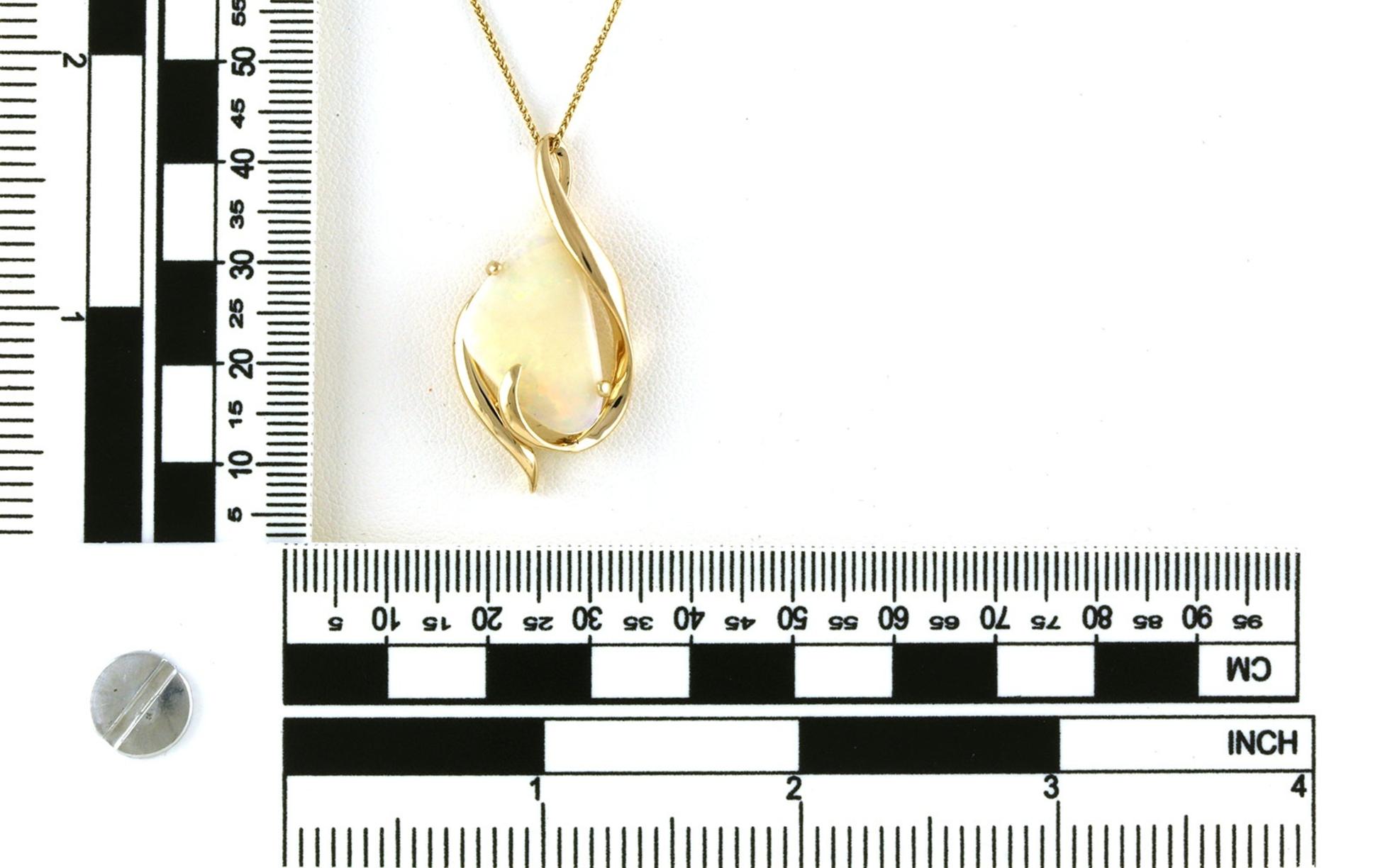 Estate Piece: Intertwined Drop Australian White Opal Necklace in Yellow Gold scale