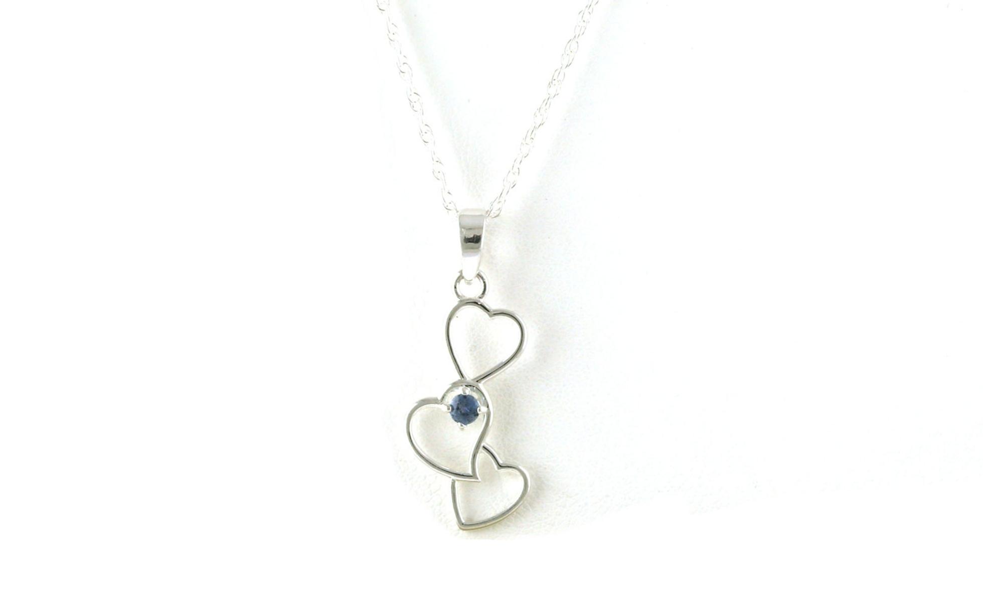 Triple Heart Montana Sapphire Necklace in Sterling Silver (0.13cts)