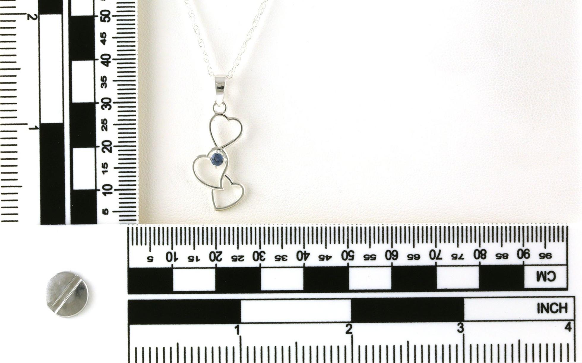 Triple Heart Montana Sapphire Necklace in Sterling Silver (0.13cts) scale