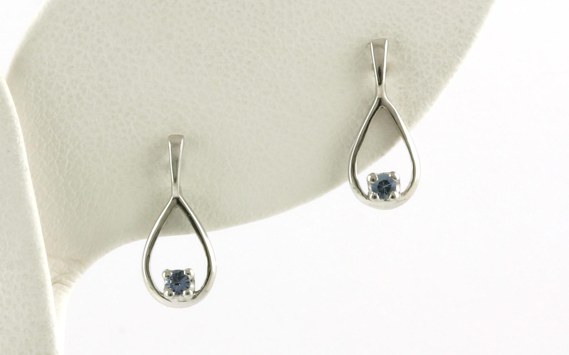 Petite Teardrop Montana Yogo Sapphires Earrings in Sterling Silver (0.06cts TWT)