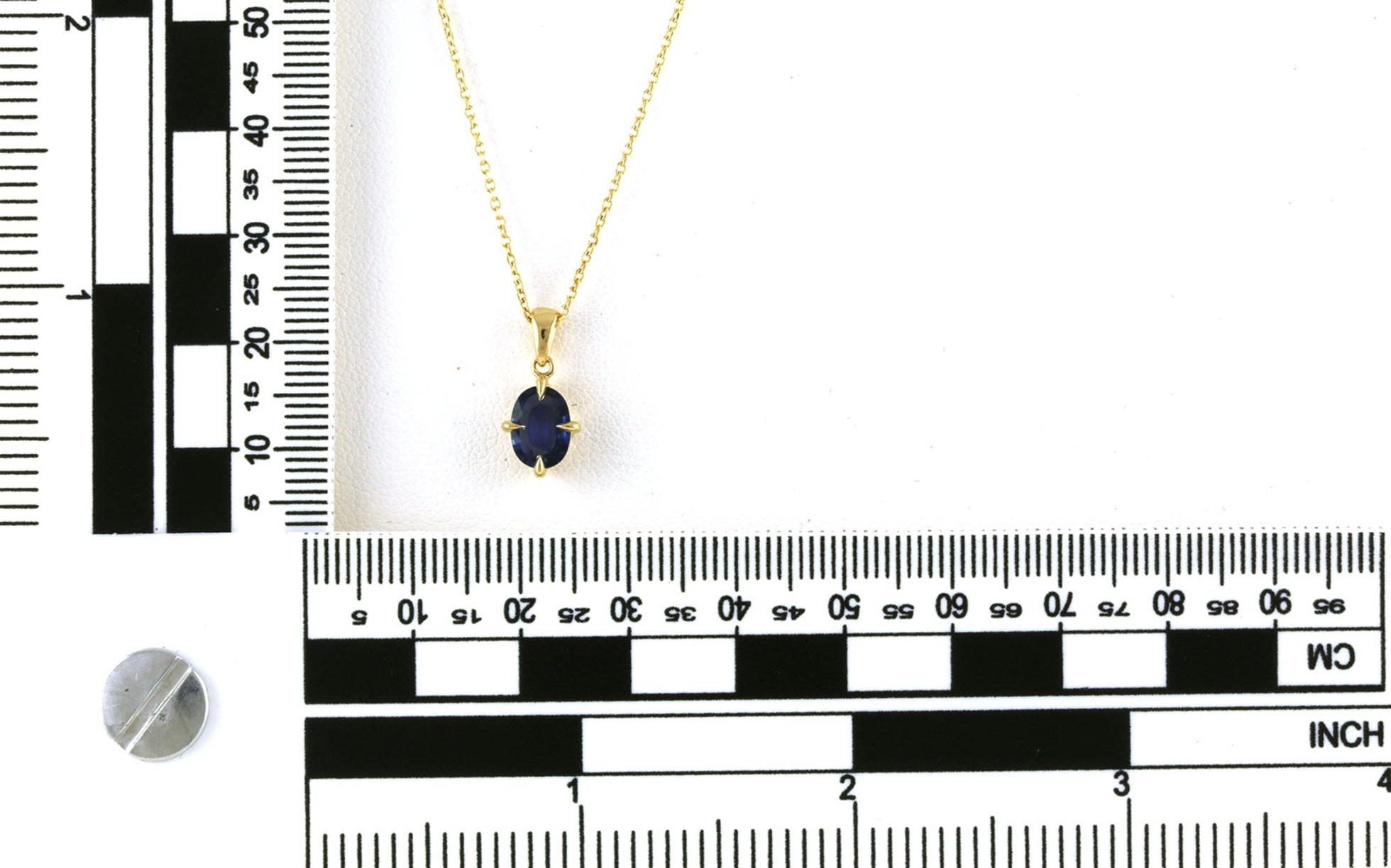 Solitaire-style Oval-cut Montana Yogo Sapphire Necklace in Yellow Gold (1.03cts) scale