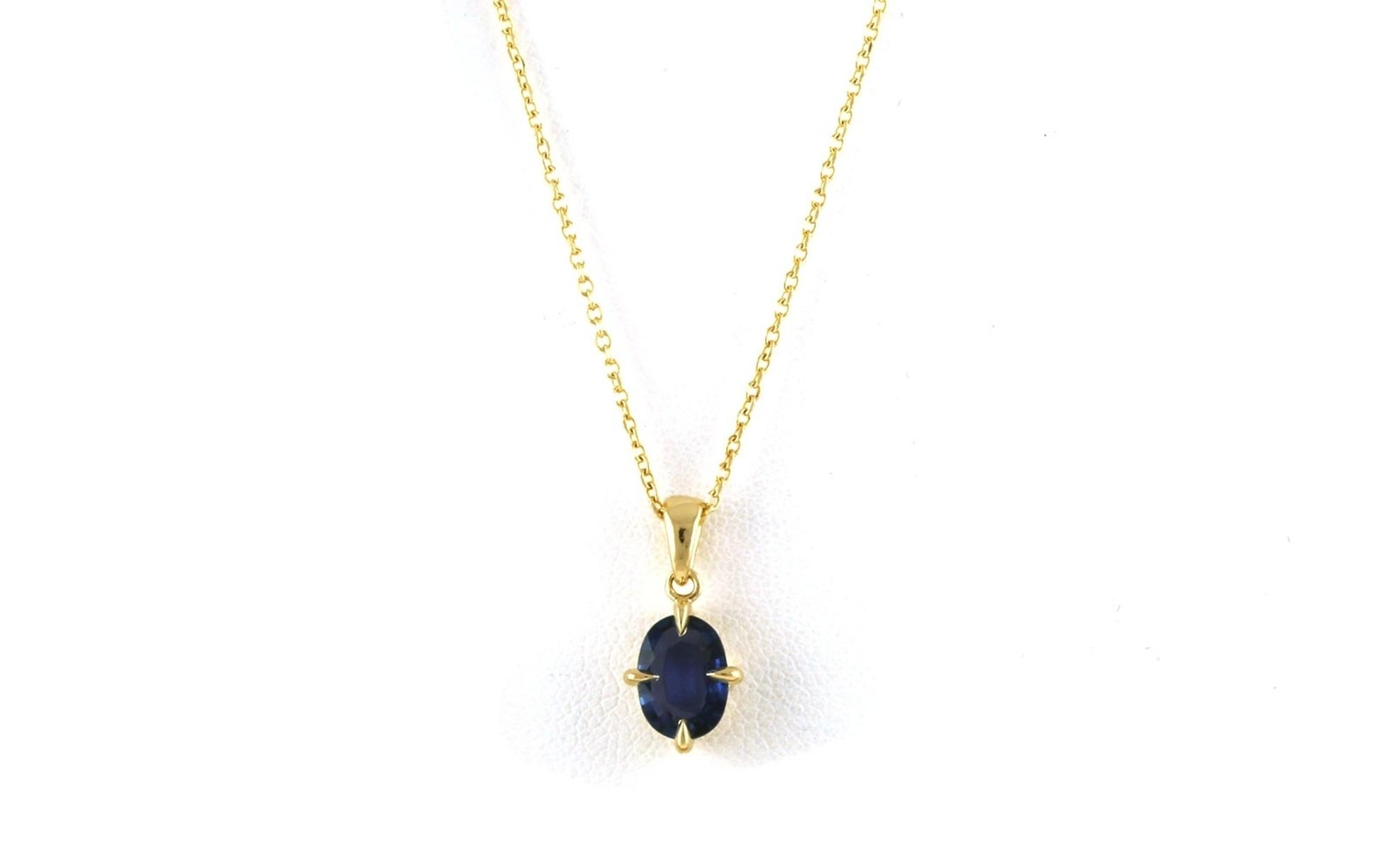 Solitaire-style Oval-cut Montana Yogo Sapphire Necklace in Yellow Gold (1.03cts)