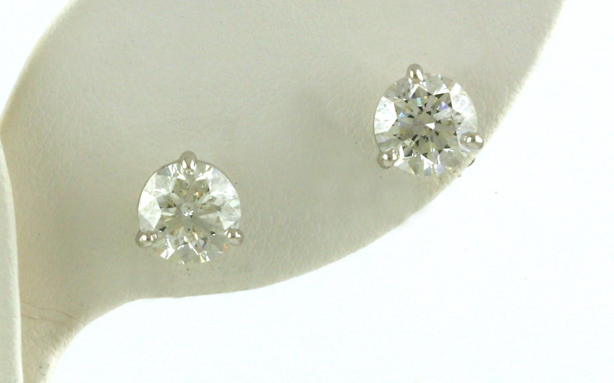 Diamond Stud Earrings in 3-Prong Martini Settings in White Gold (3.01cts TWT)