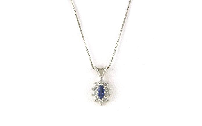 content/products/Estate Piece: Halo-style Marquise-cut Montana Yogo Sapphires and Diamond Necklace in White Gold (0.20cts TWT)