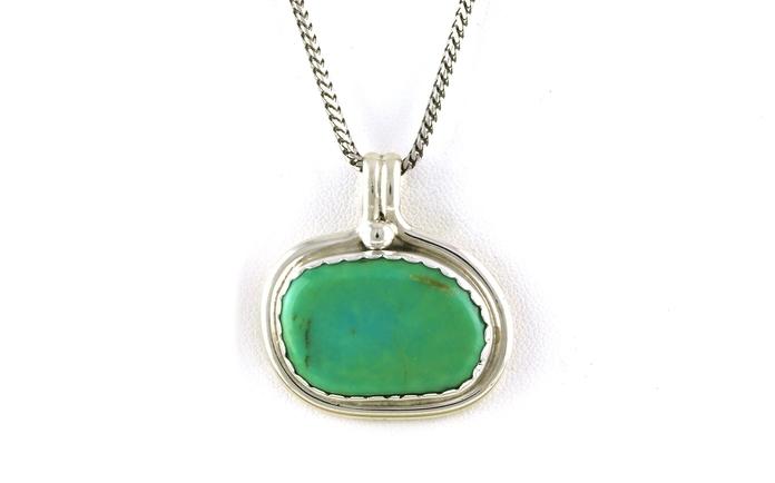 content/products/Estate Piece: Landscape Bezel-set Oval Turquoise Necklace in Sterling Silver