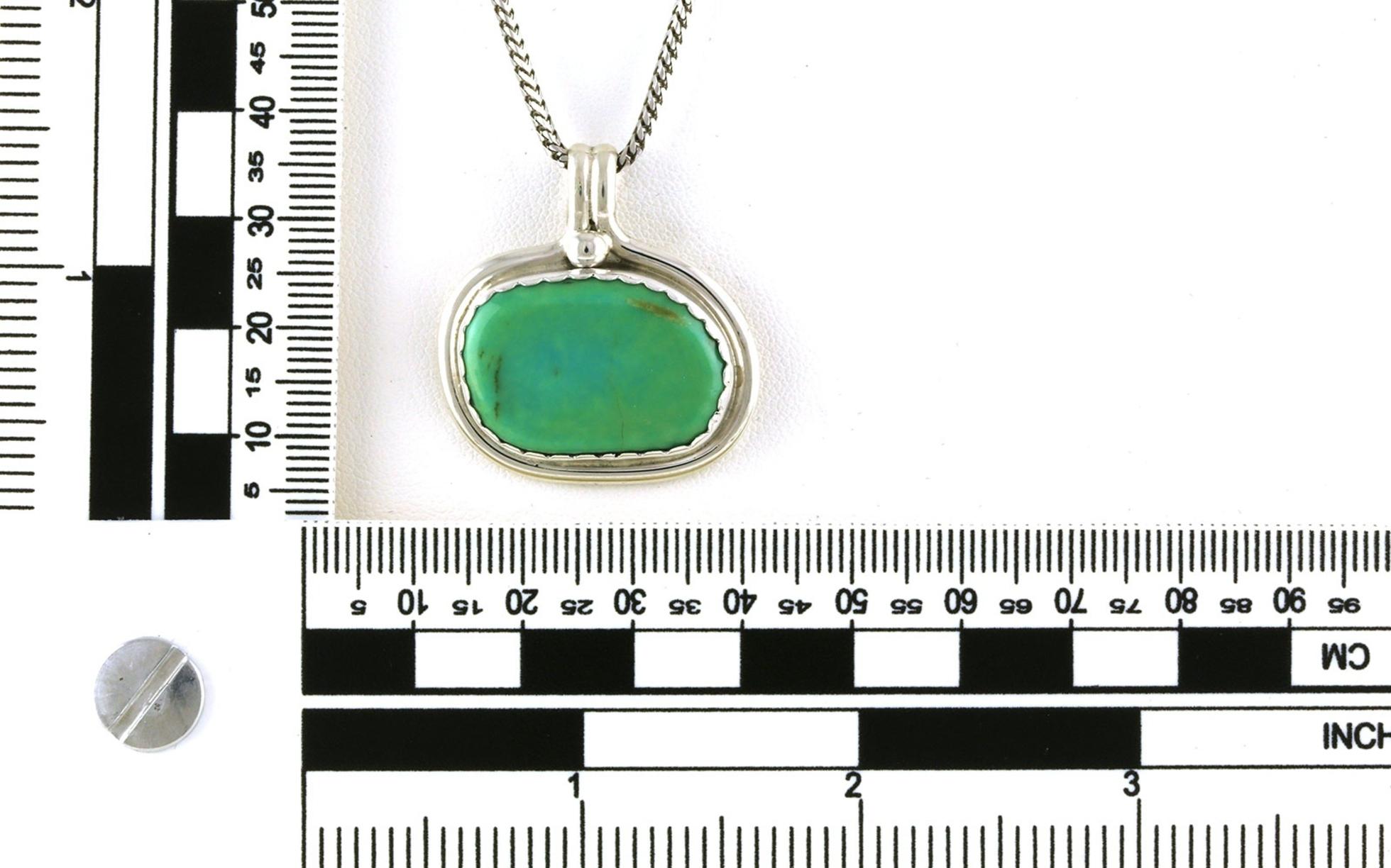 Estate Piece: Landscape Bezel-set Oval Turquoise Necklace in Sterling Silver scale