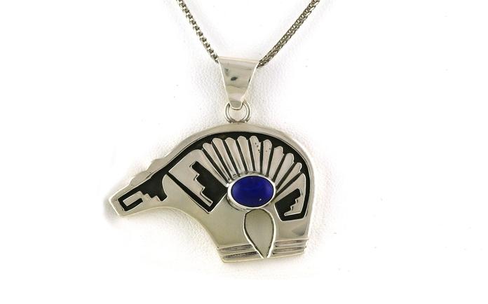 content/products/Estate Piece: Frances Begay Native Bear Bezel-set Lapis Necklace in Stainless Steel