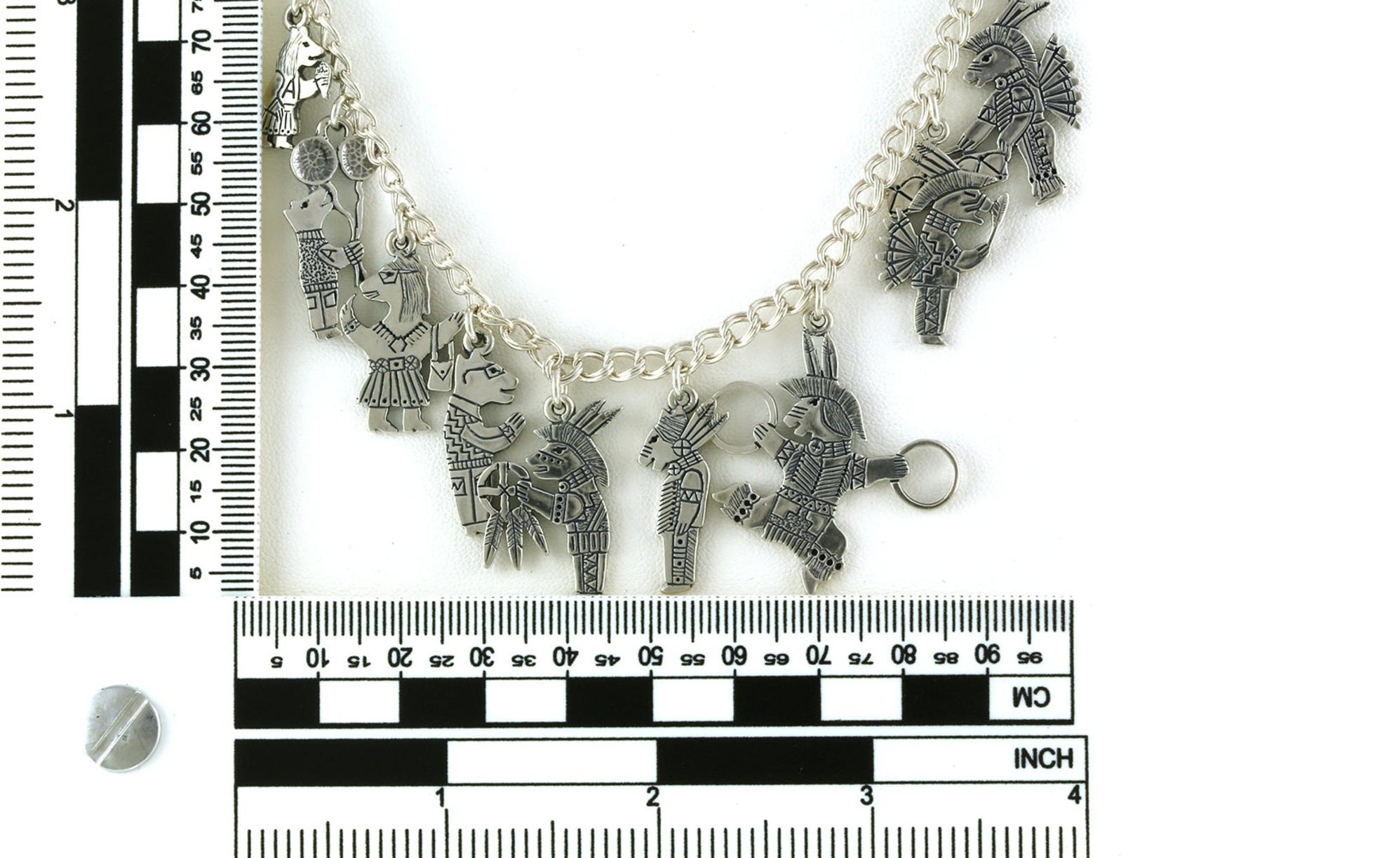 Estate Piece: Native Animal Spirit Figure Charm Necklace in Sterling Silver scale