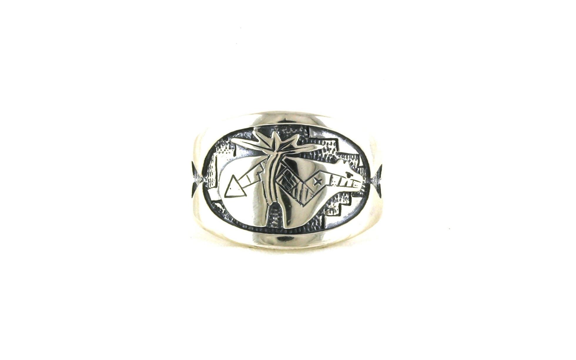 Estate Piece: Wide "Zuni Style" Bear Ring in Sterling Silver