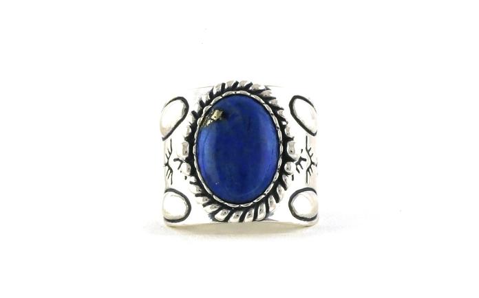 content/products/Estate Piece: Wide Oval Cabochon Lapis Lazuli Ring with Rope Detail in Sterling Silver