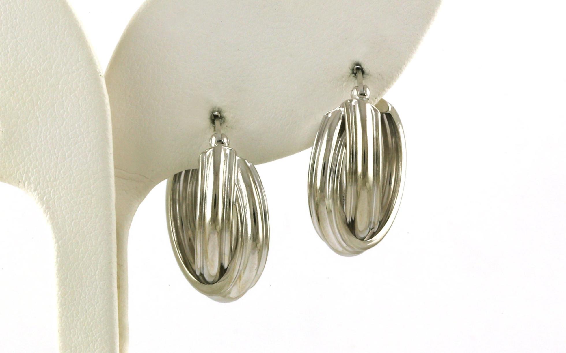 Estate Piece: Overlapping Textured Hoop Earrings in Sterling Silver