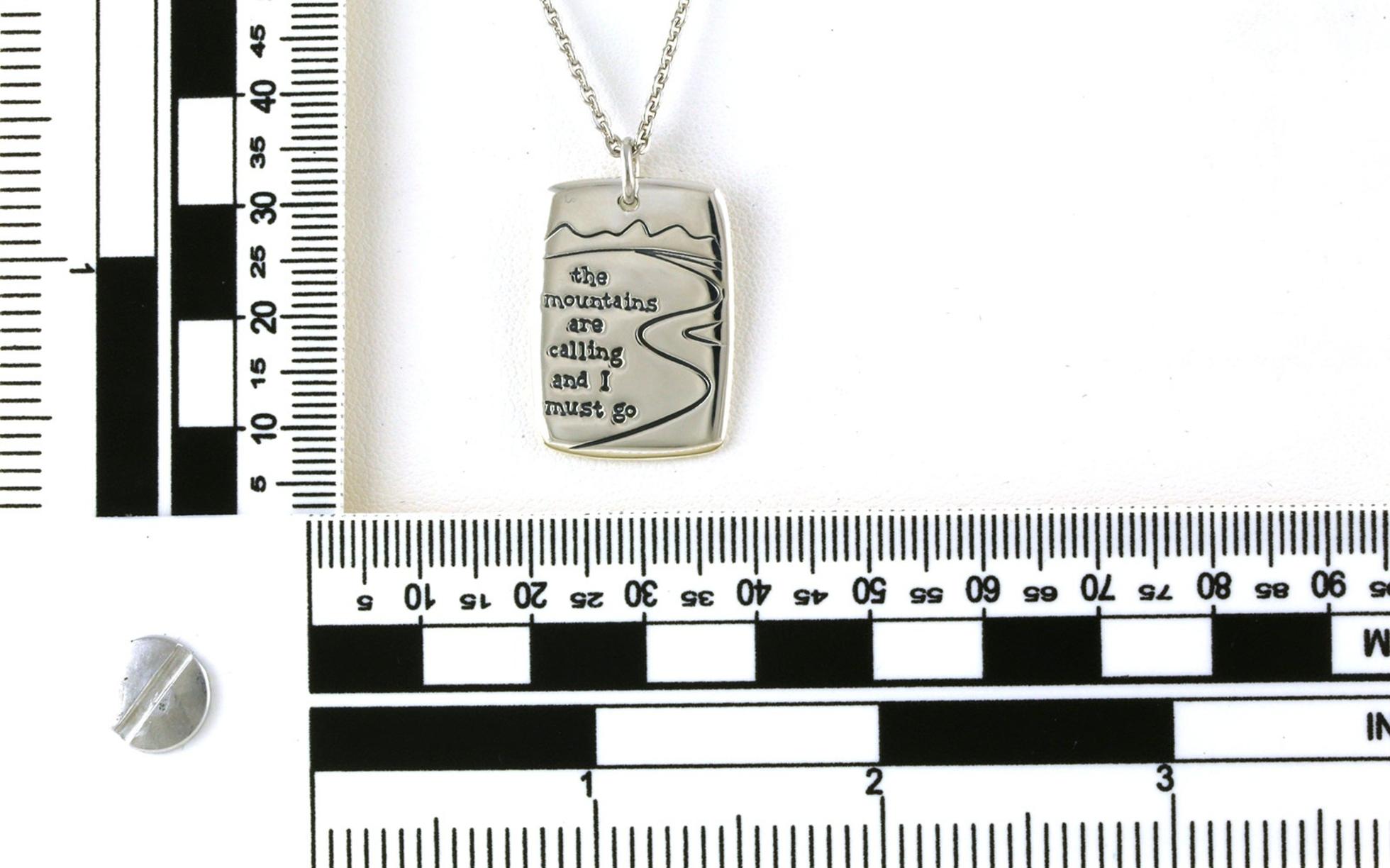 Estate Piece: Rectangular "Mountains Calling" Necklace in Sterling Silver scale