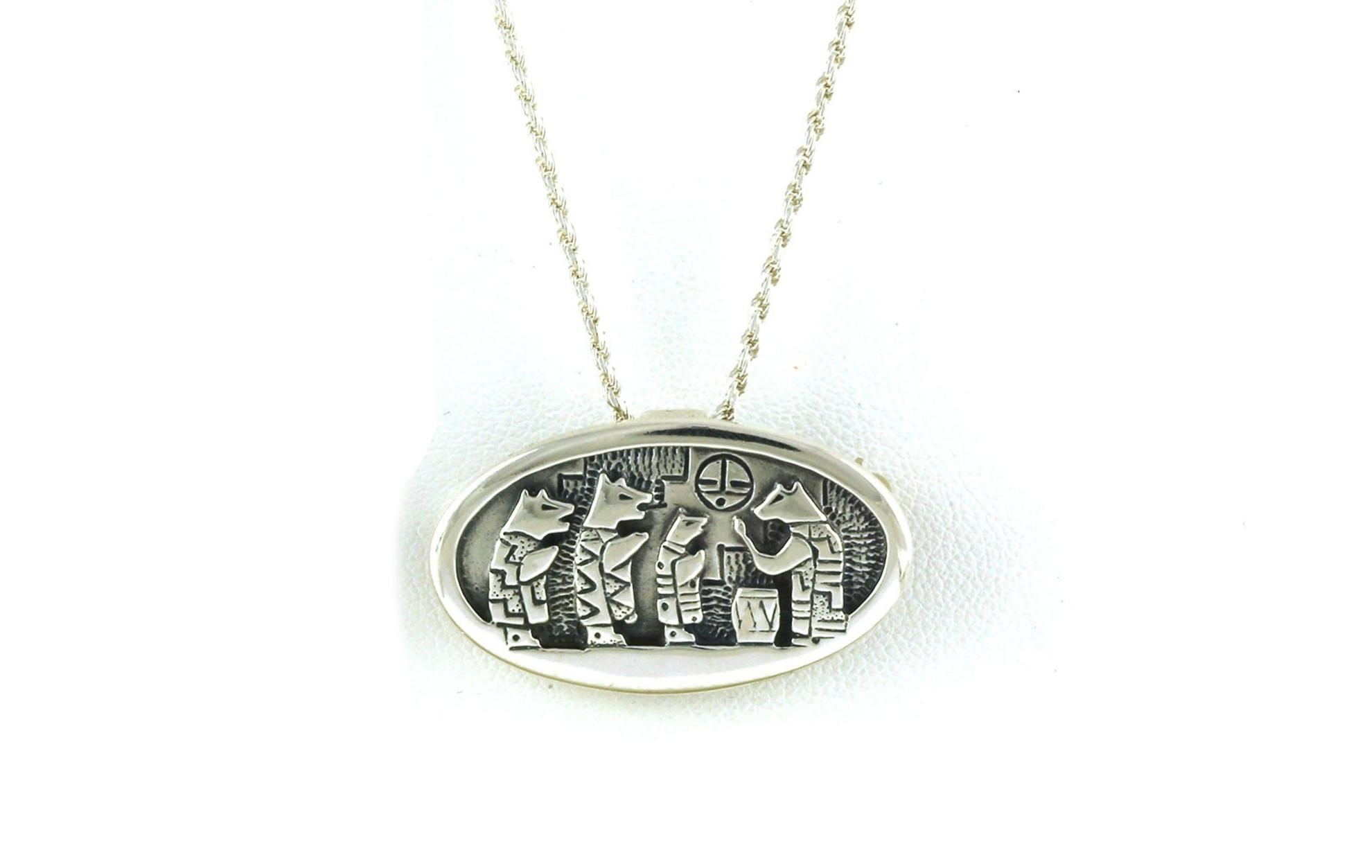 Estate Piece: "Zuni Style" Storyteller Brooch/Pendant in Sterling Silver