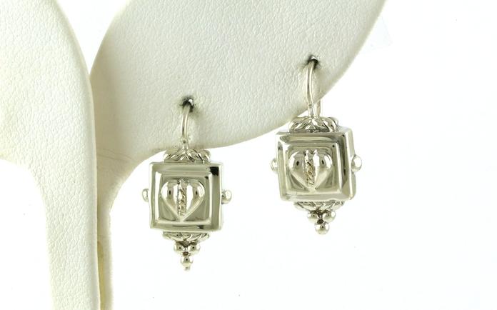 content/products/Estate Piece: Heart in a Embellished Box Dangle Earrings in Sterling Silver