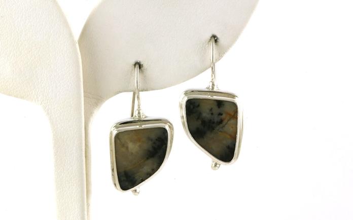 content/products/Estate Piece: Bexel-set Agate Dangle Earrings in Sterling Silver