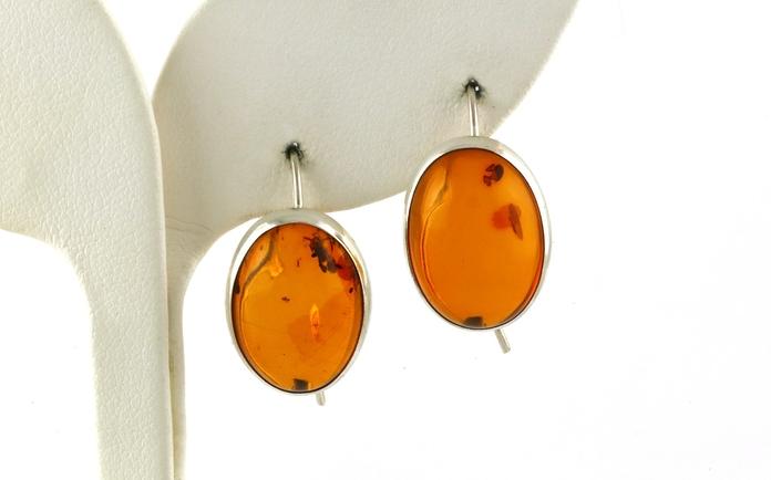 content/products/Estate Piece: Bexel-set Amber Dangle Earrings in Sterling Silver