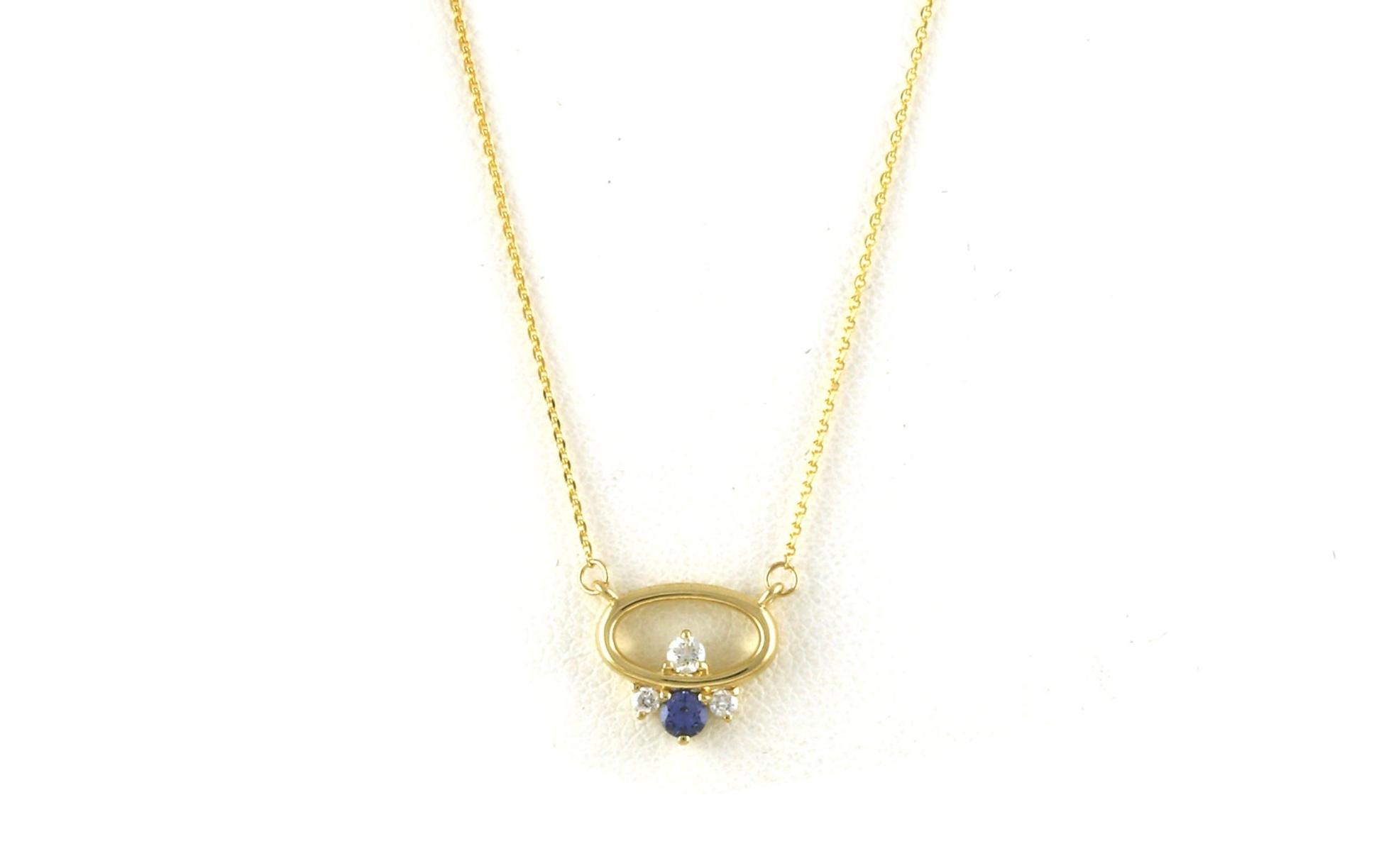 Oval Loop 4-Stone Montana Yogo Sapphire and Diamond Necklace in Yellow Gold (0.14cts TWT)