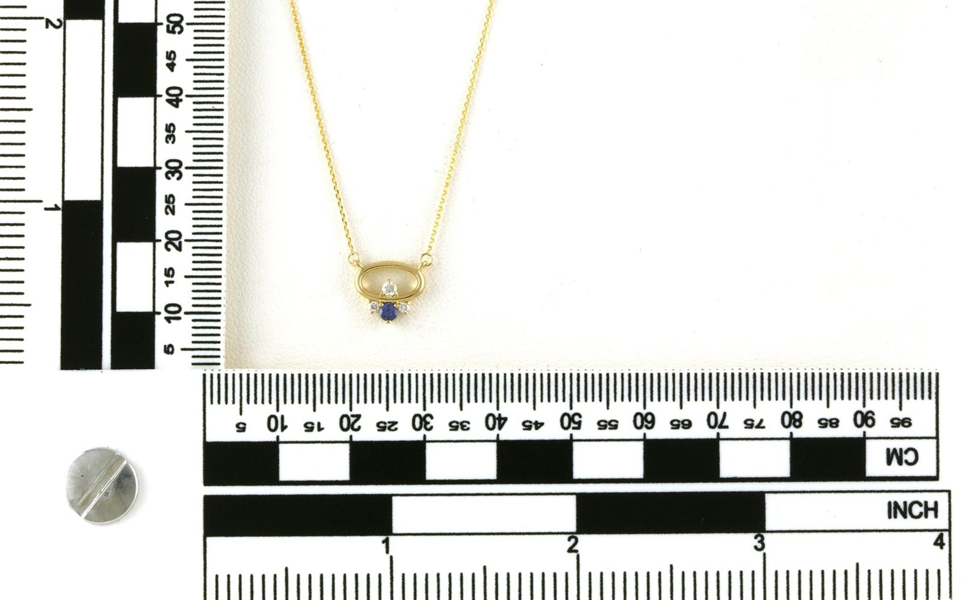 Oval Loop 4-Stone Montana Yogo Sapphire and Diamond Necklace in Yellow Gold (0.14cts TWT) scale