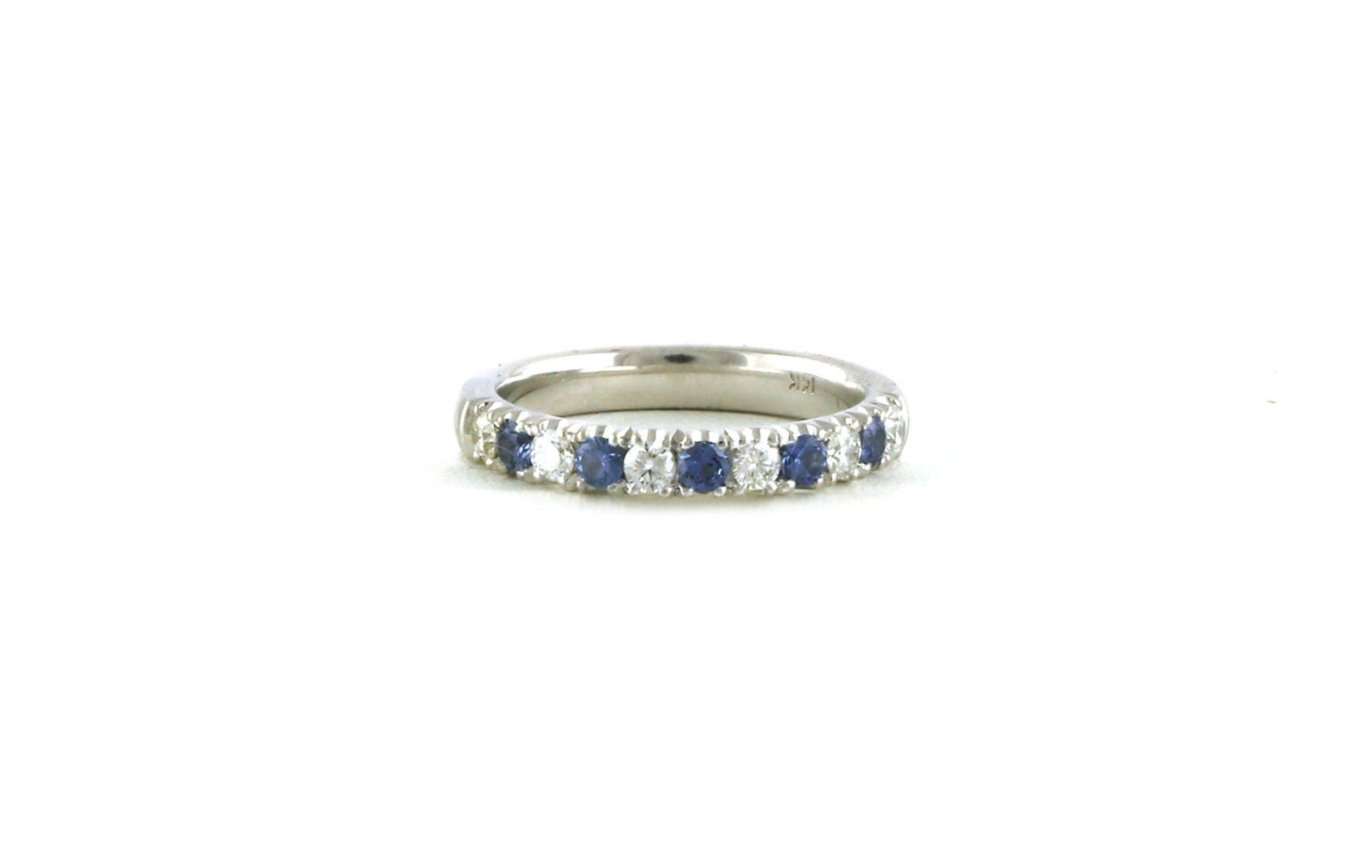 11-Stone Alternating Montana Yogo Sapphire and Diamond Ring in White Gold