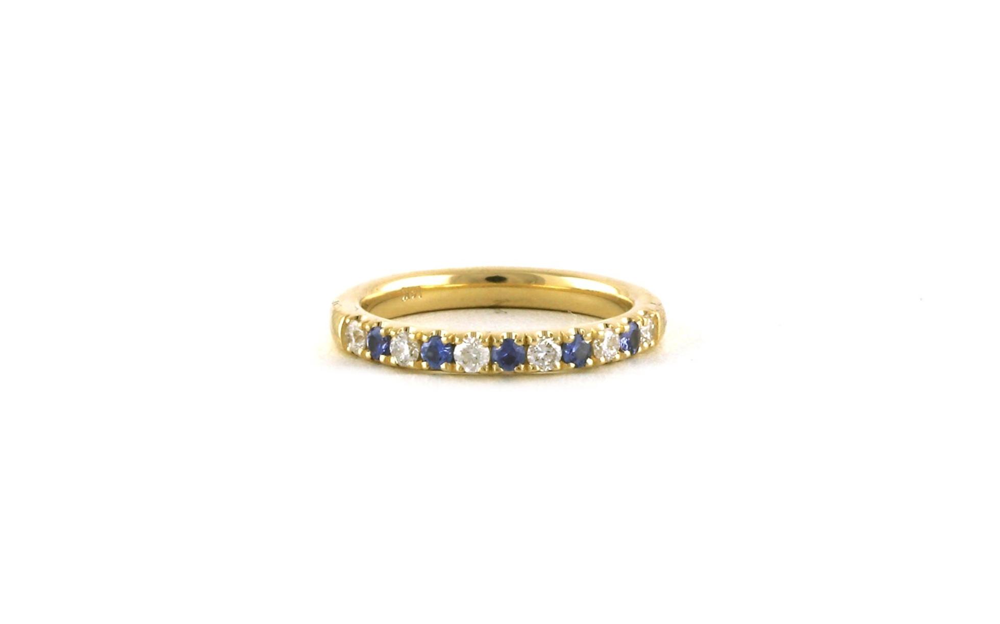 11-Stone Alternating Prong-set Montana Yogo Sapphire and Diamond Band in Yellow Gold