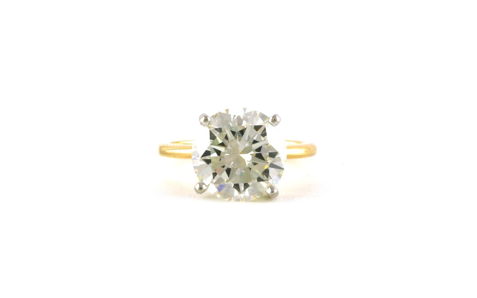 Solitaire-style Diamond Engagement Ring in 4-Prong Setting in Two-tone Yellow and White Gold (6.07cts)