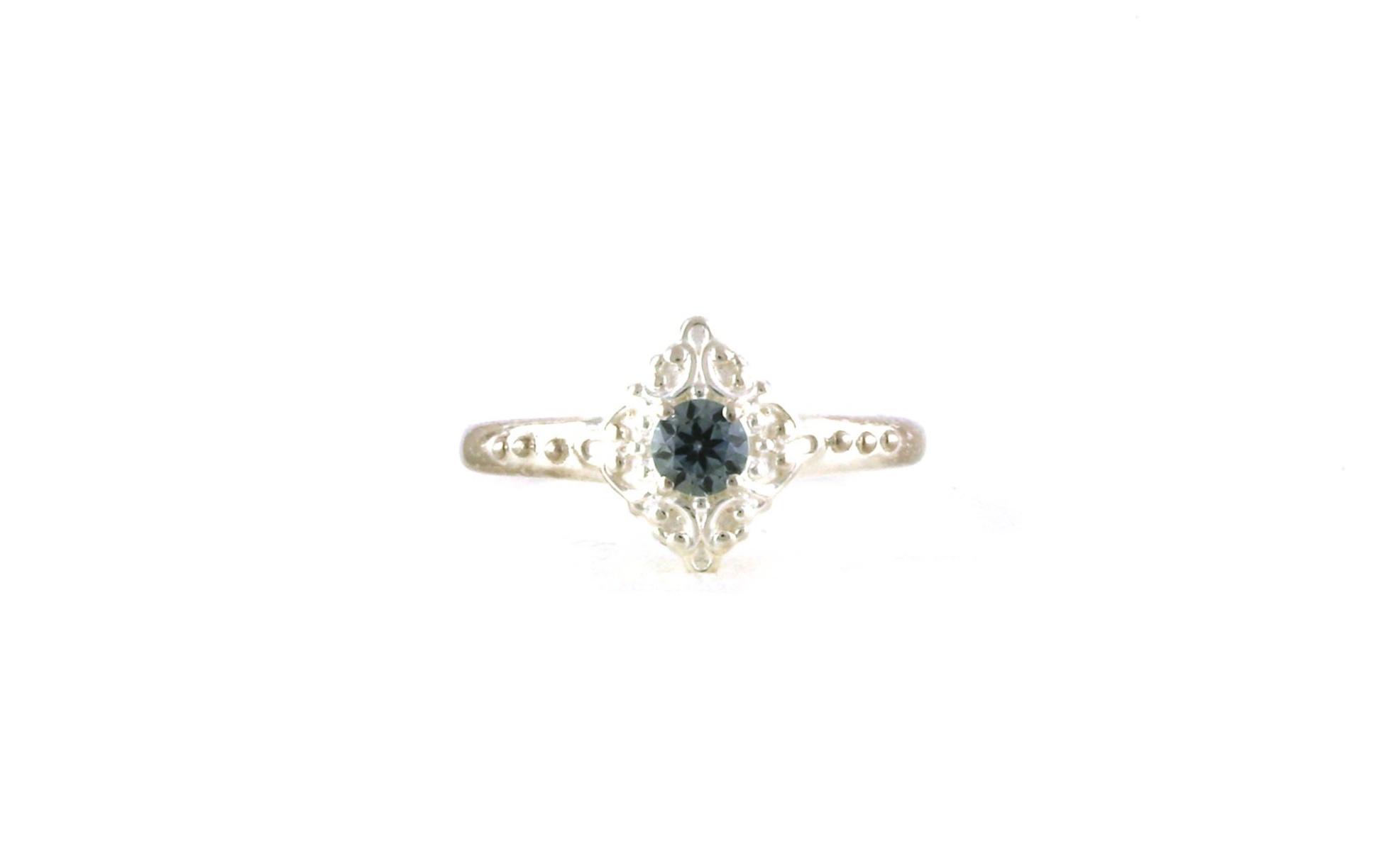 Filigree Kite-Shape Montana Sapphire Ring in White Sterling Silver (0.35cts TWT)