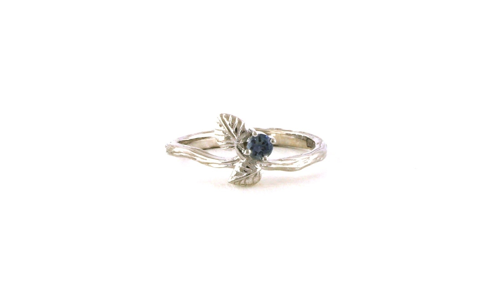 2-Leaf Branch Montana Sapphire Ring in White Sterling Silver (0.12cts TWT)