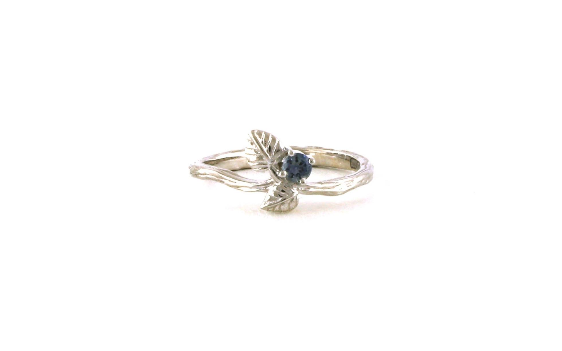 2-Leaf Branch Montana Sapphire Ring in White Sterling Silver (0.12cts TWT)