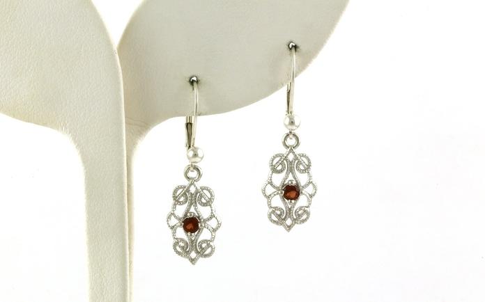 content/products/Vintage-style Filigree Montana Garnet Dangle Earrings in Sterling Silver (3.0mm)