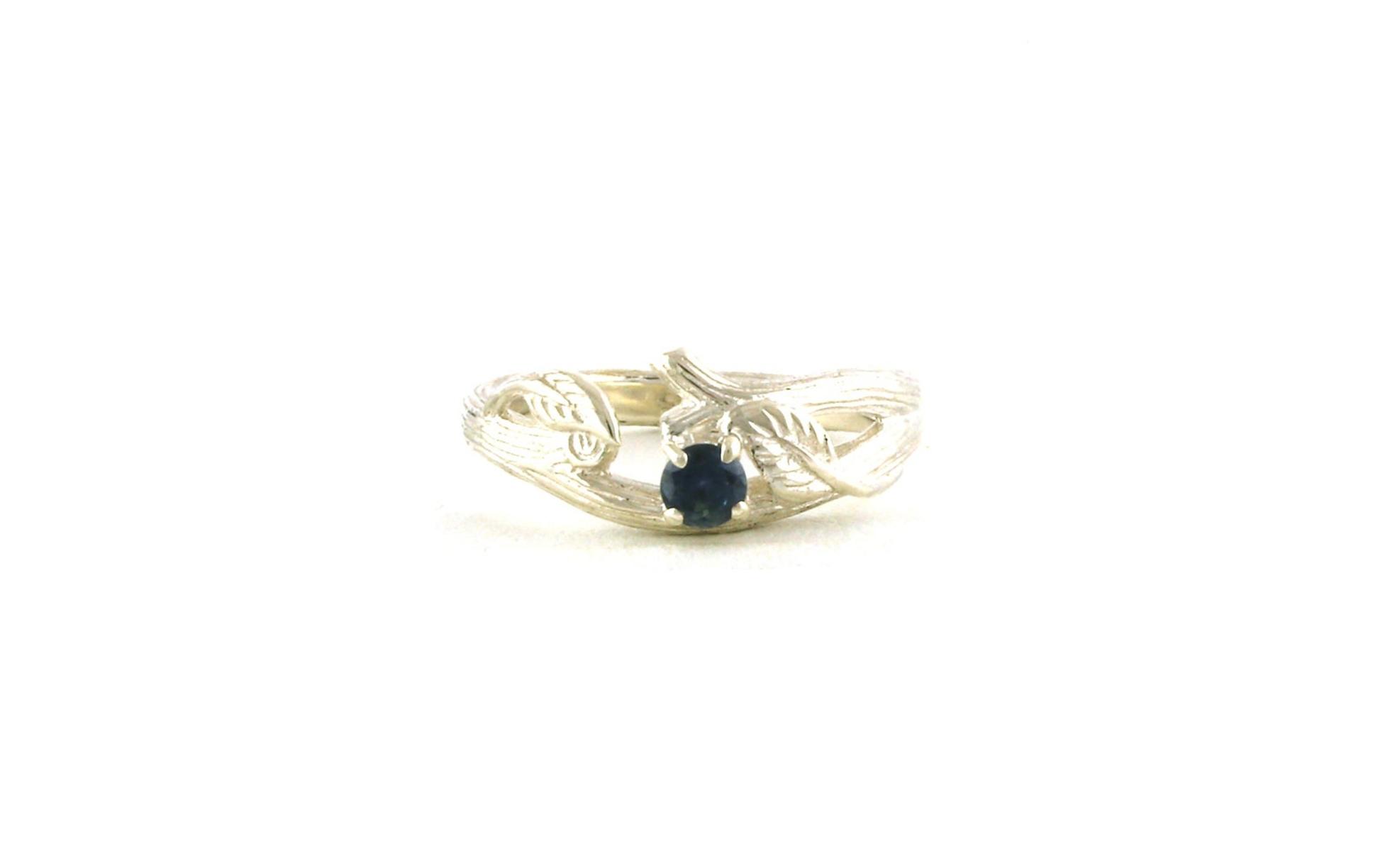 Double Branch and Leaves Montana Sapphire Ring in White Sterling Silver (0.20cts TWT)