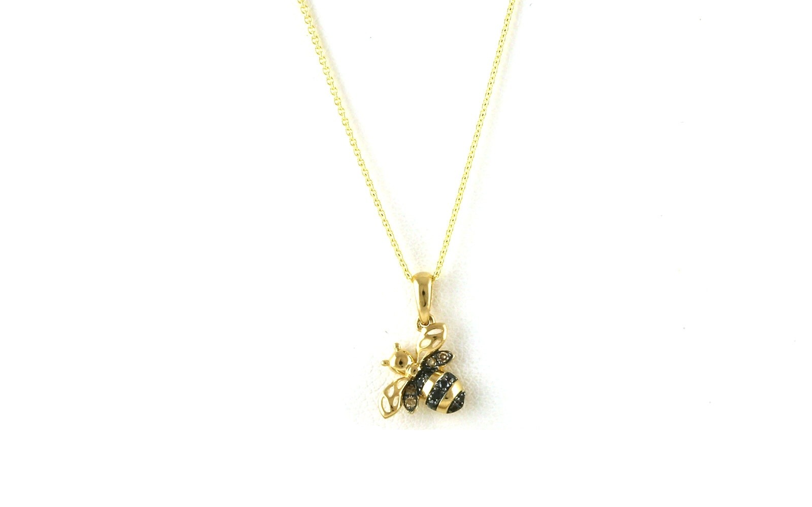 Bumblebee Black and Chocolate Diamond Necklace in Yellow Gold (0.07cts TWT)