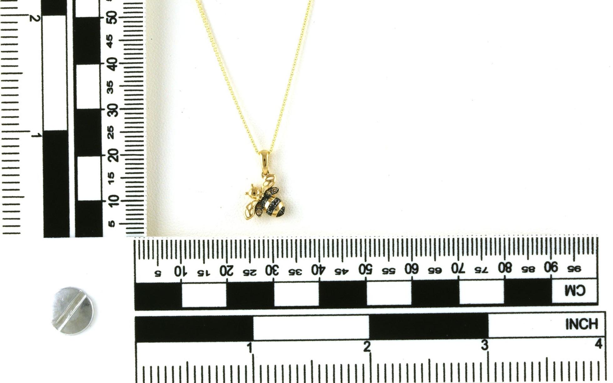 Bumblebee Black and Chocolate Diamond Necklace in Yellow Gold (0.07cts TWT) scale