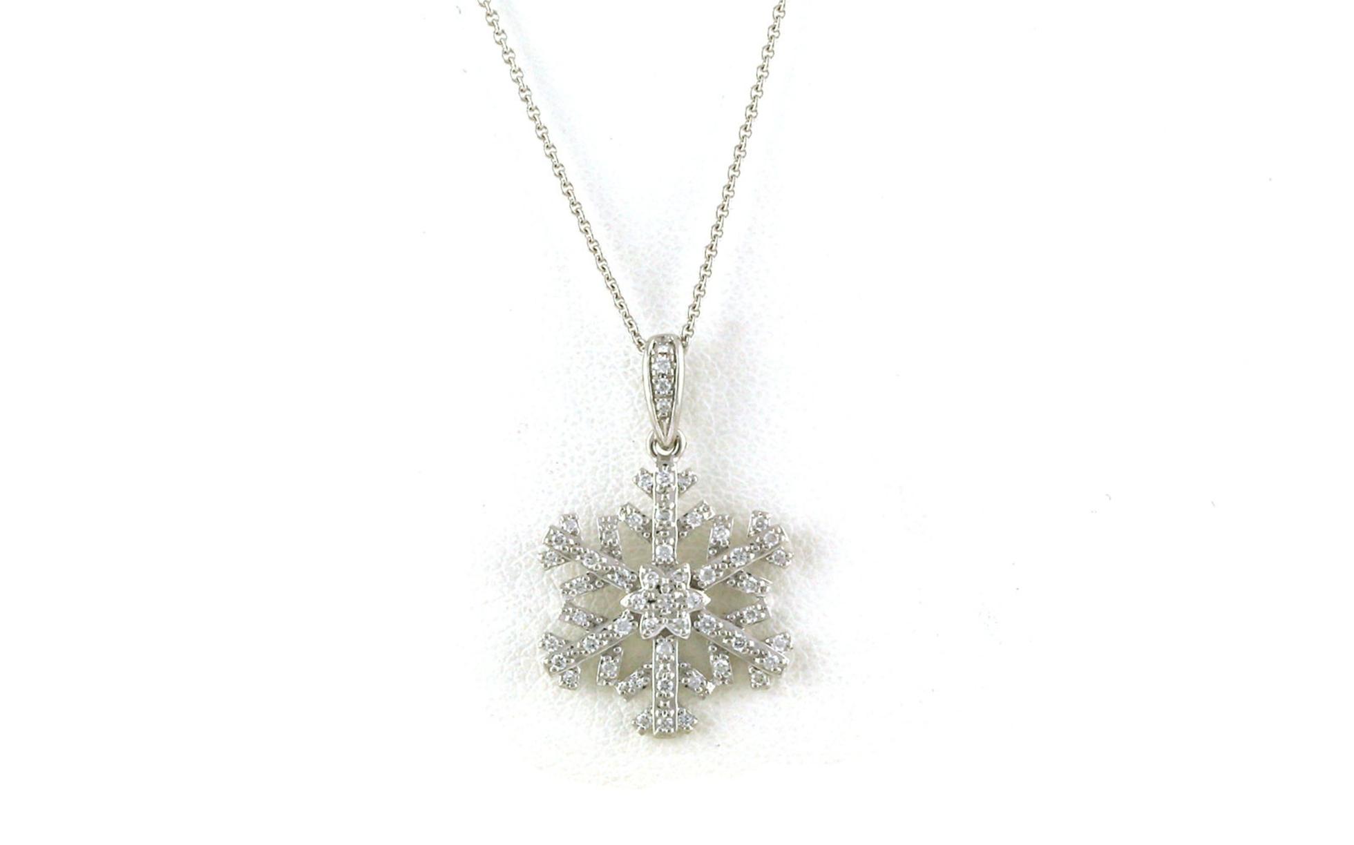 Snowflake Pave Diamond Necklace in White Gold (0.16cts TWT)