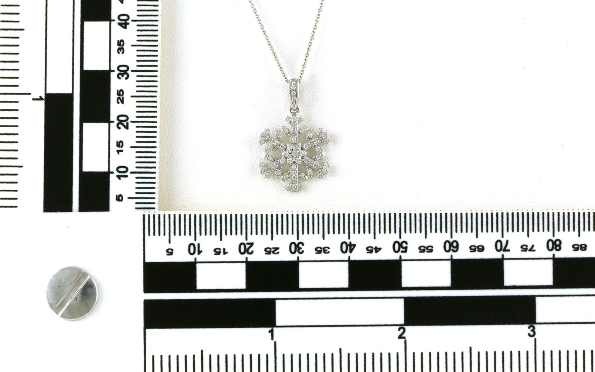 Snowflake Pave Diamond Necklace in White Gold (0.16cts TWT) scale