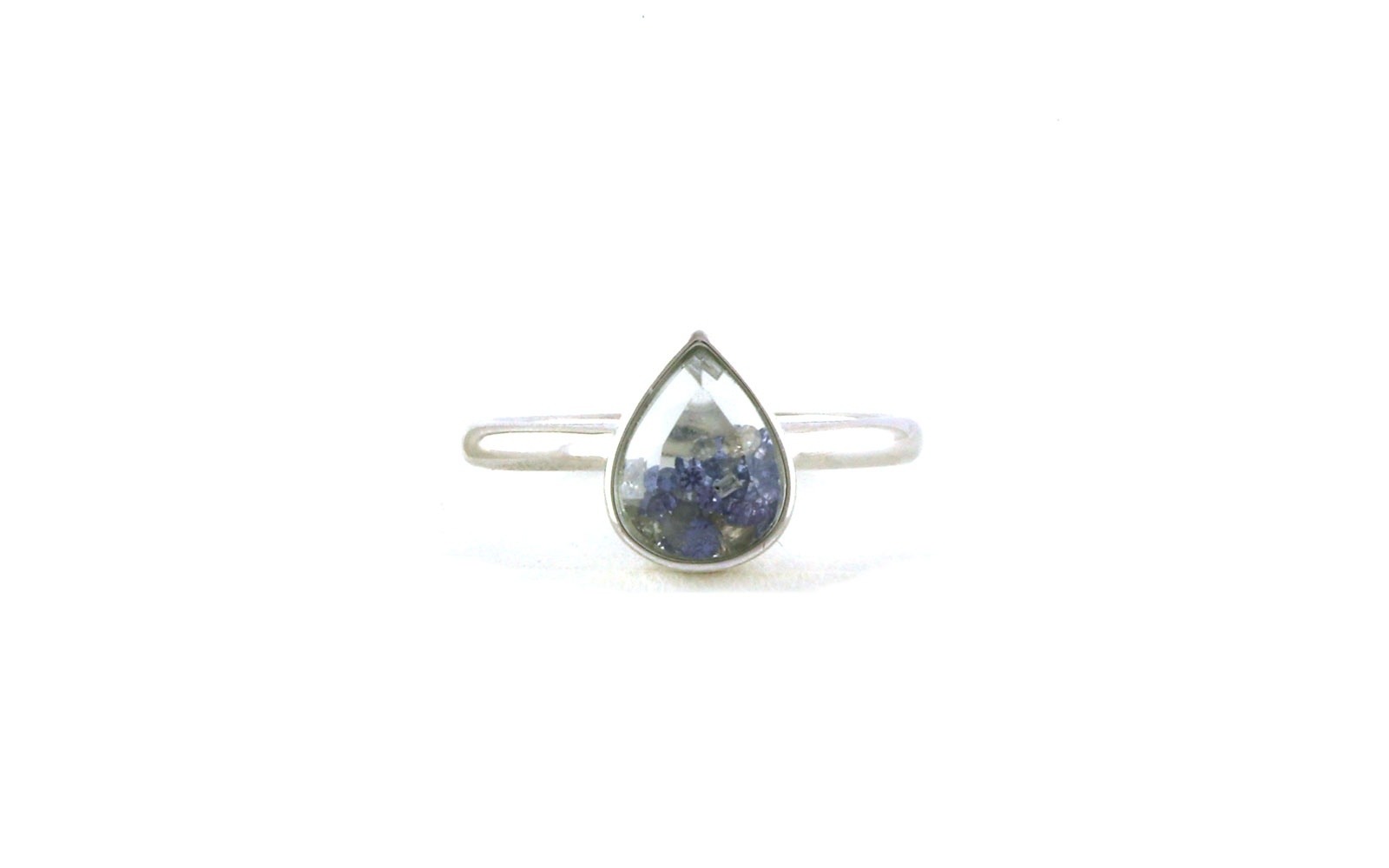 Pear Shaped Shaker-style Montana Yogo Sapphire and Diamond Ring with Clear Sapphire Crystal Top in White Gold (0.44cts)
