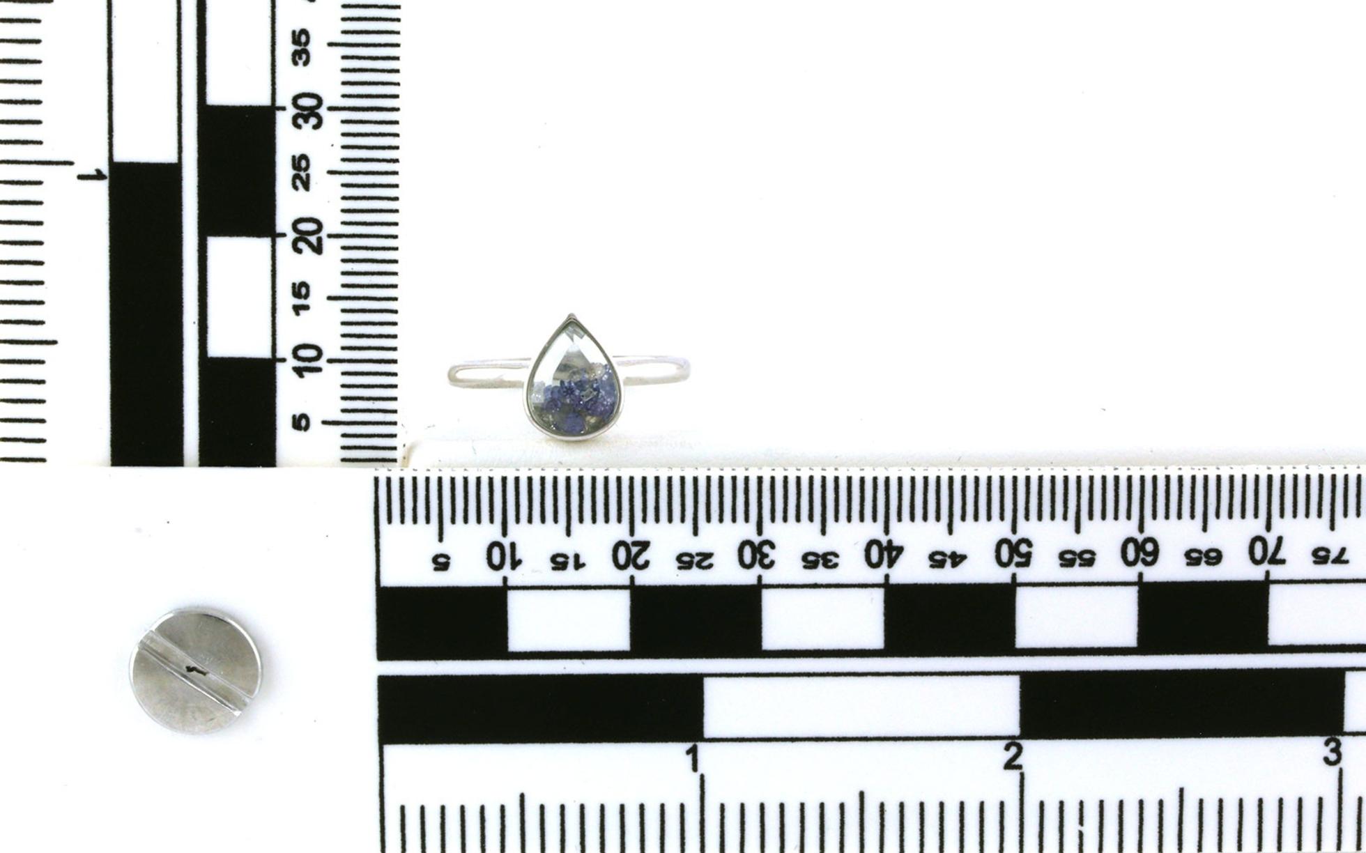 Pear Shaped Shaker-style Montana Yogo Sapphire and Diamond Ring with Clear Sapphire Crystal Top in White Gold (0.44cts)  scale