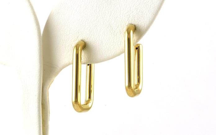 content/products/Hollow Rounded Rectangle J-Hoop Post Earrings in Yellow Gold 