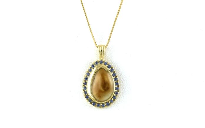 content/products/ Halo Montana Yogo Sapphire and Bezel-set Elk Ivory Necklace in Yellow Gold (0.35cts TWT)