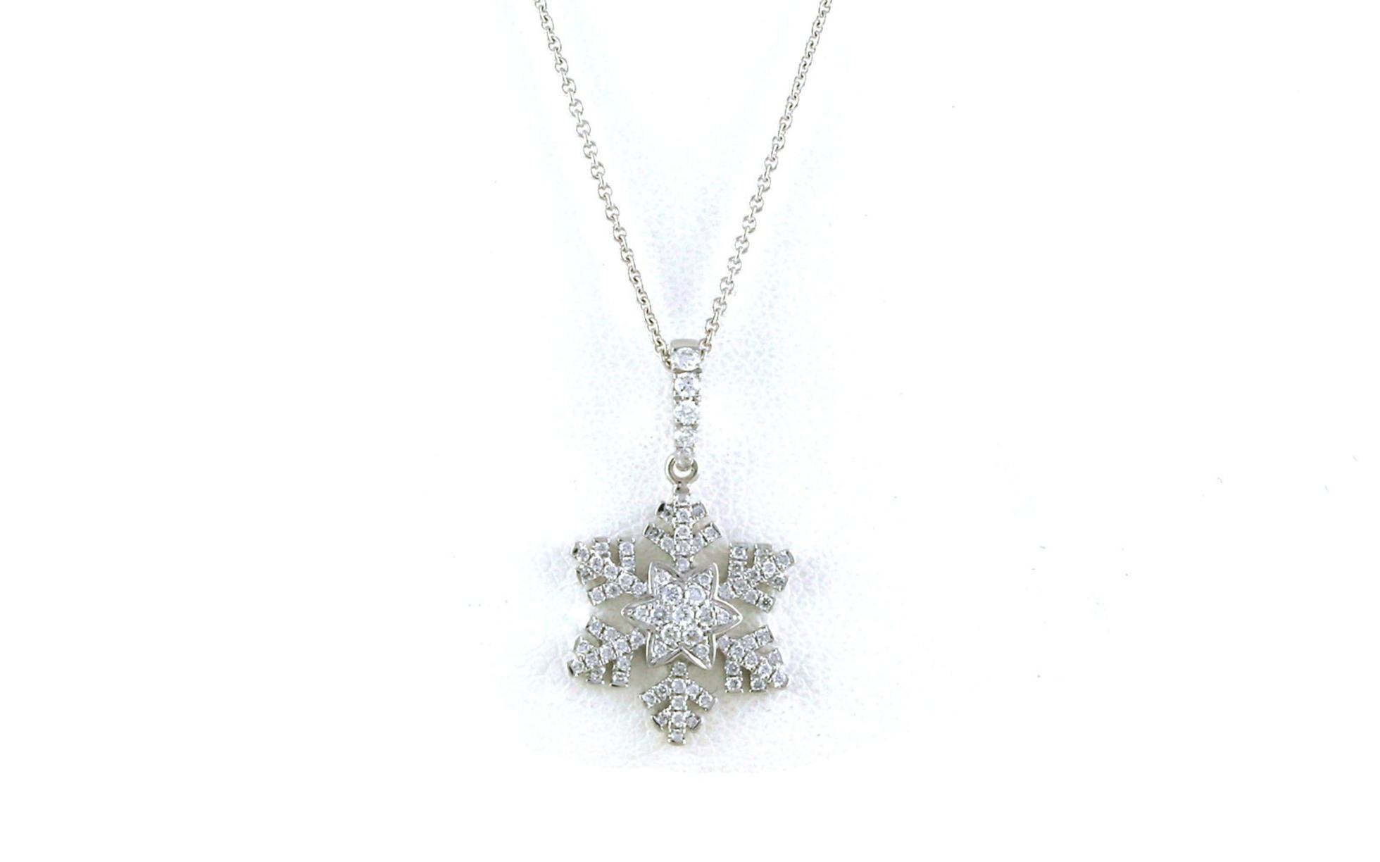 Snowflake Pave Diamond Necklace in White Gold (0.23cts TWT)