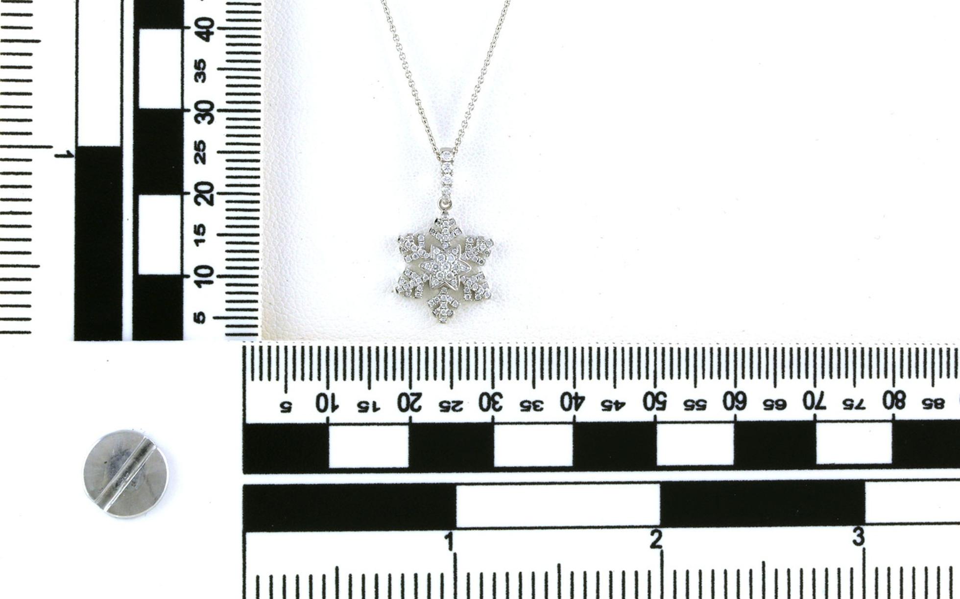 Snowflake Pave Diamond Necklace in White Gold (0.23cts TWT) scale