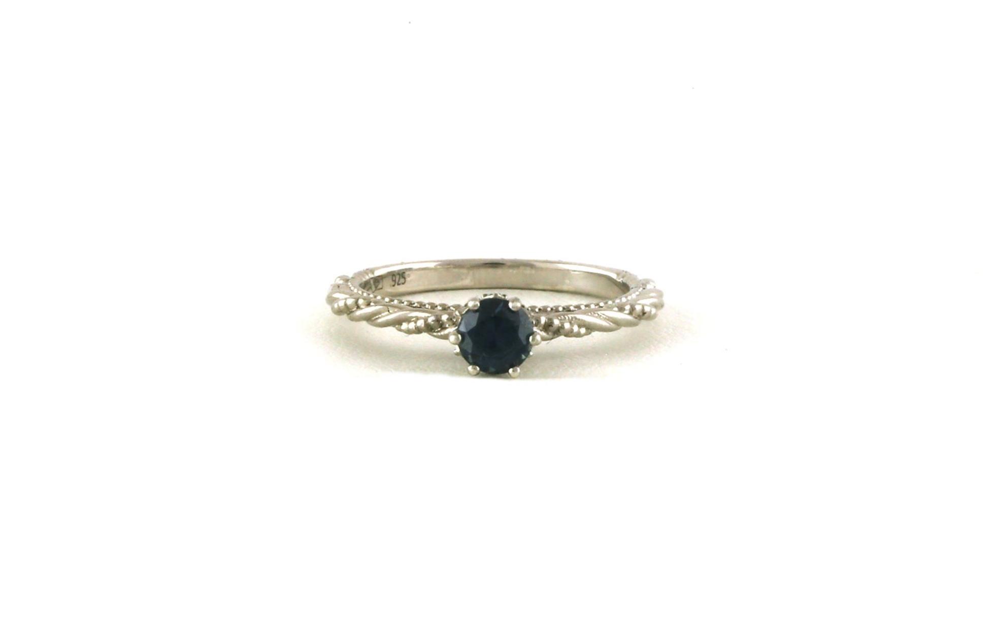 Twisted Solitaire Montana Sapphire Ring with Beaded Detail in Sterling Silver (0.45cts)