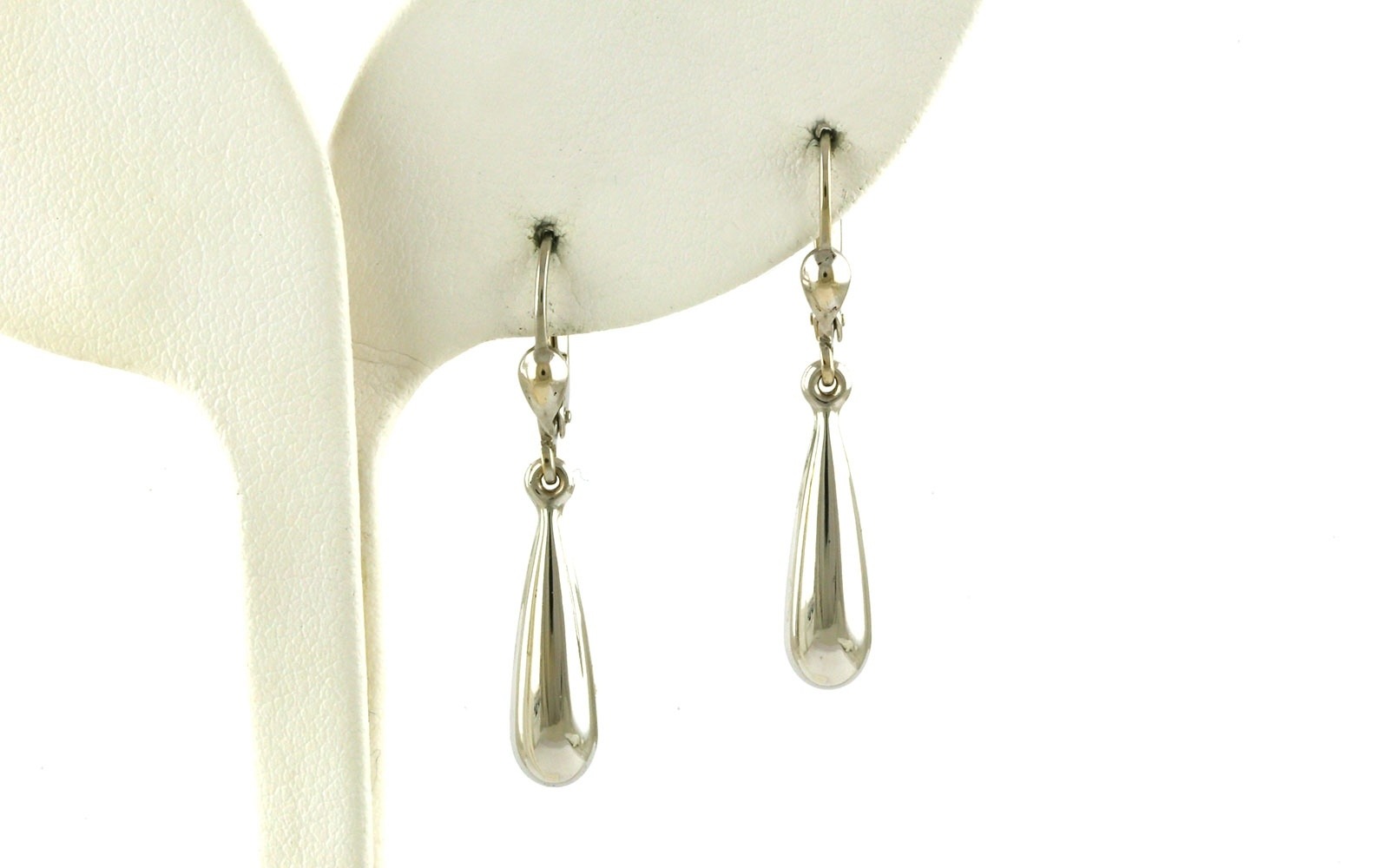 Estate Piece: Drop-style Elongated Teardrop Dangle Earrings in White Gold